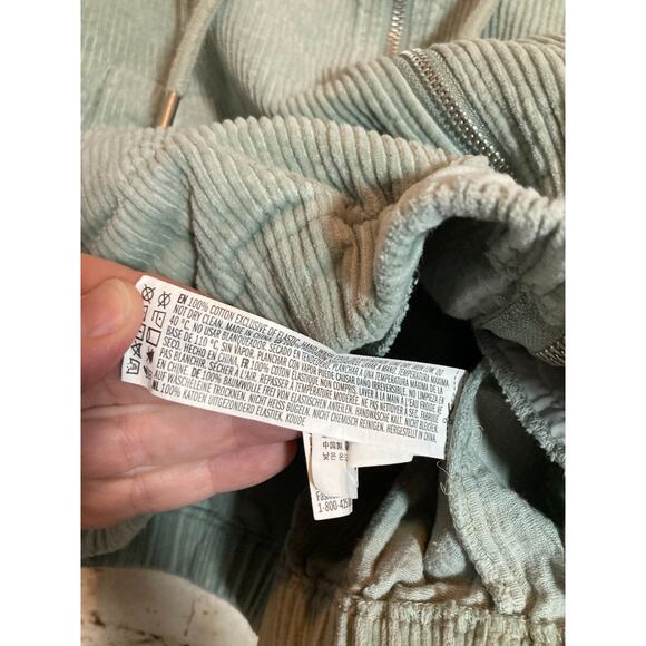 Forever 21 Corduroy Jacket Womens XS Light Sage Green Front Zip Hooded Bomber - Picture 6 of 13